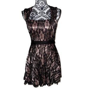 YNES Lace Overlay Mini Dress